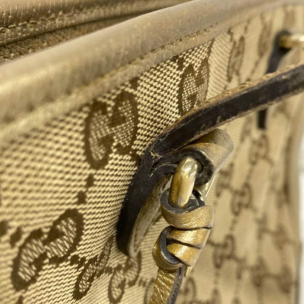 Gucci GG Handbag 353121 Beige Dark Brown Gold Jacquard Leather - Picture 13 of 15